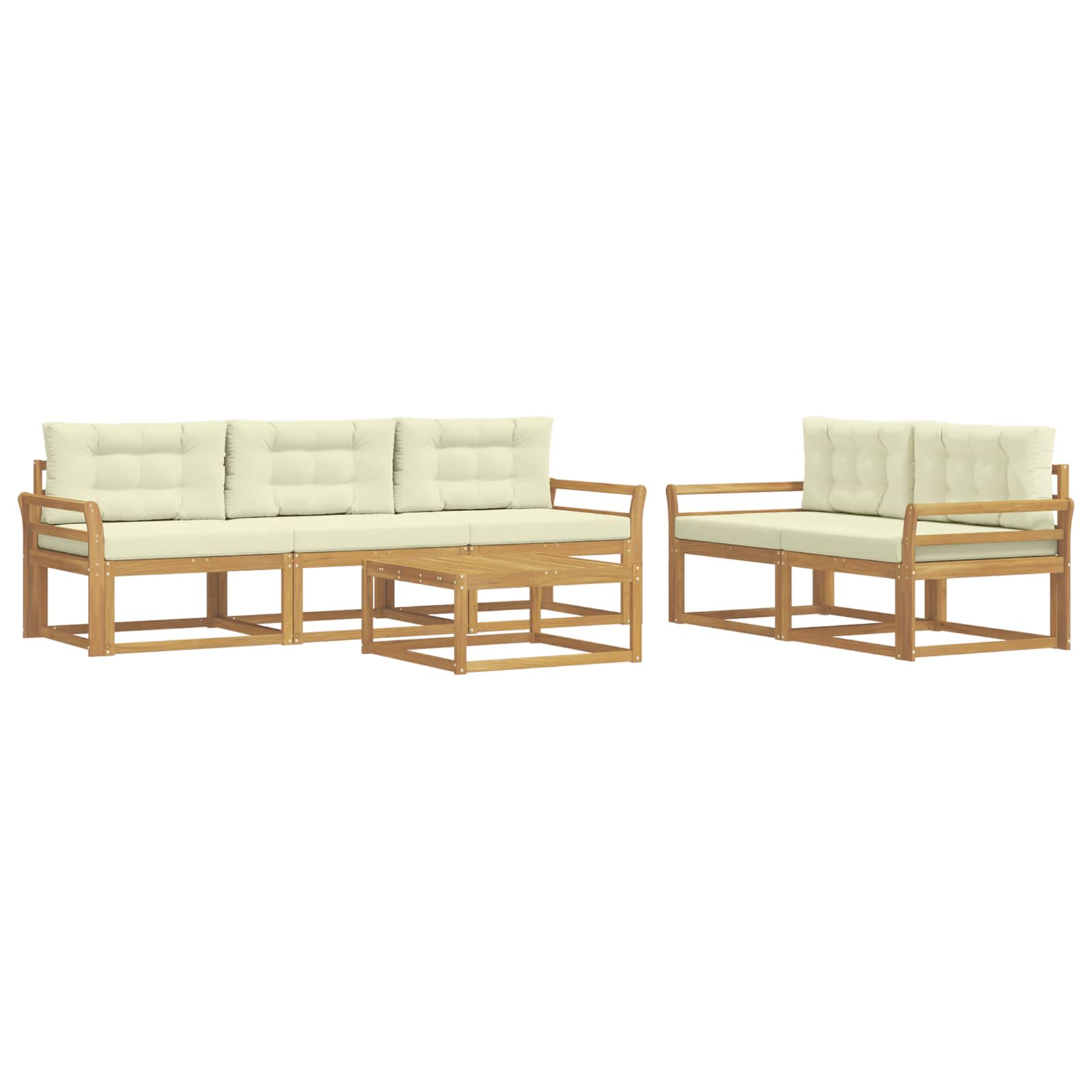 Outdoor-Sofagarnitur mit Kissen 6 pcs Weiß und Creme