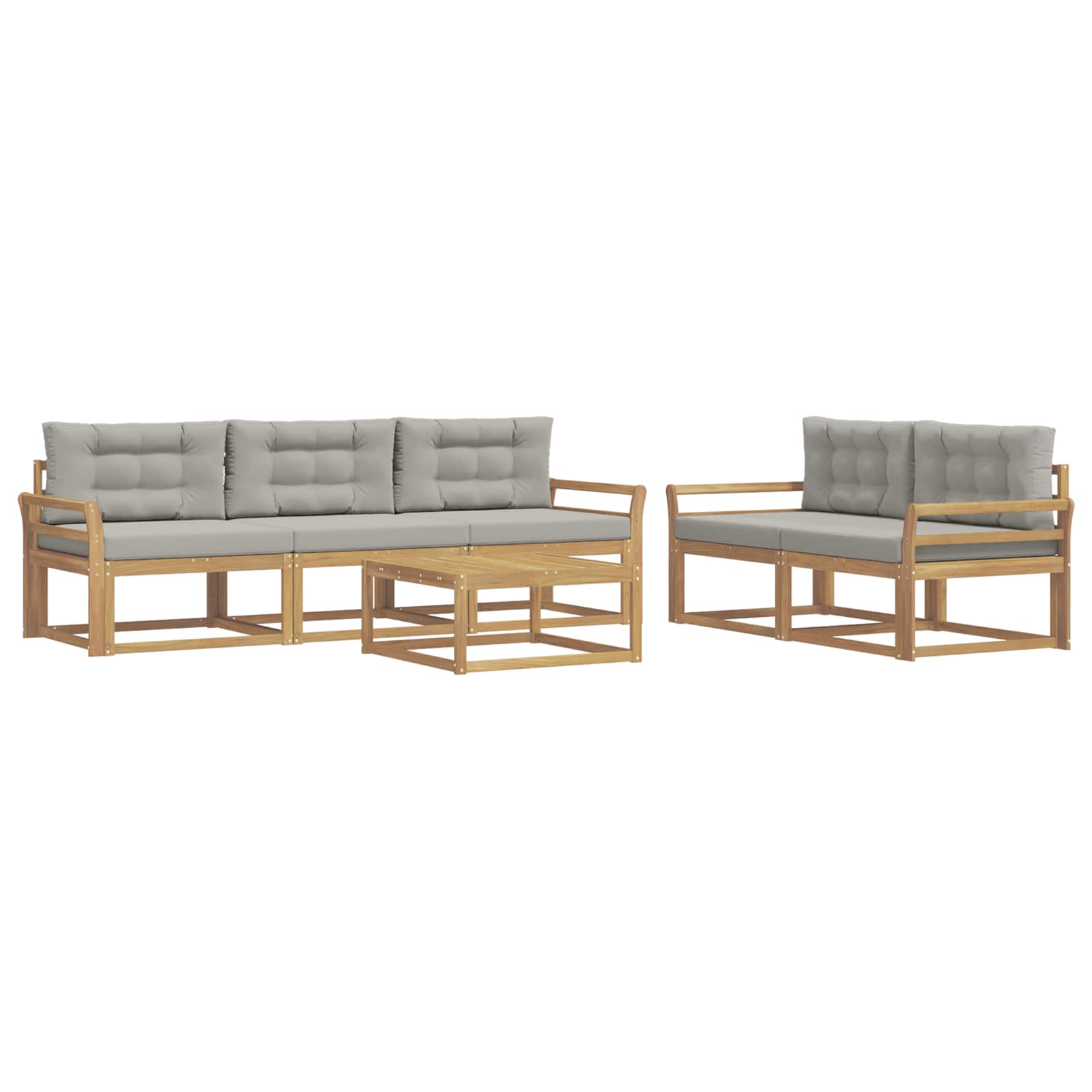 Outdoor-Sofagarnitur mit Kissen 6 pcs Weiß und Hellgrau
