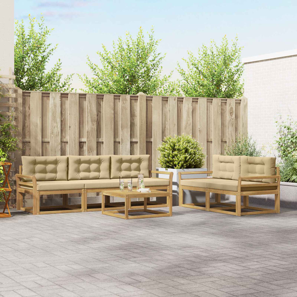Outdoor-Sofagarnitur mit Kissen 6 pcs Weiß und Beige