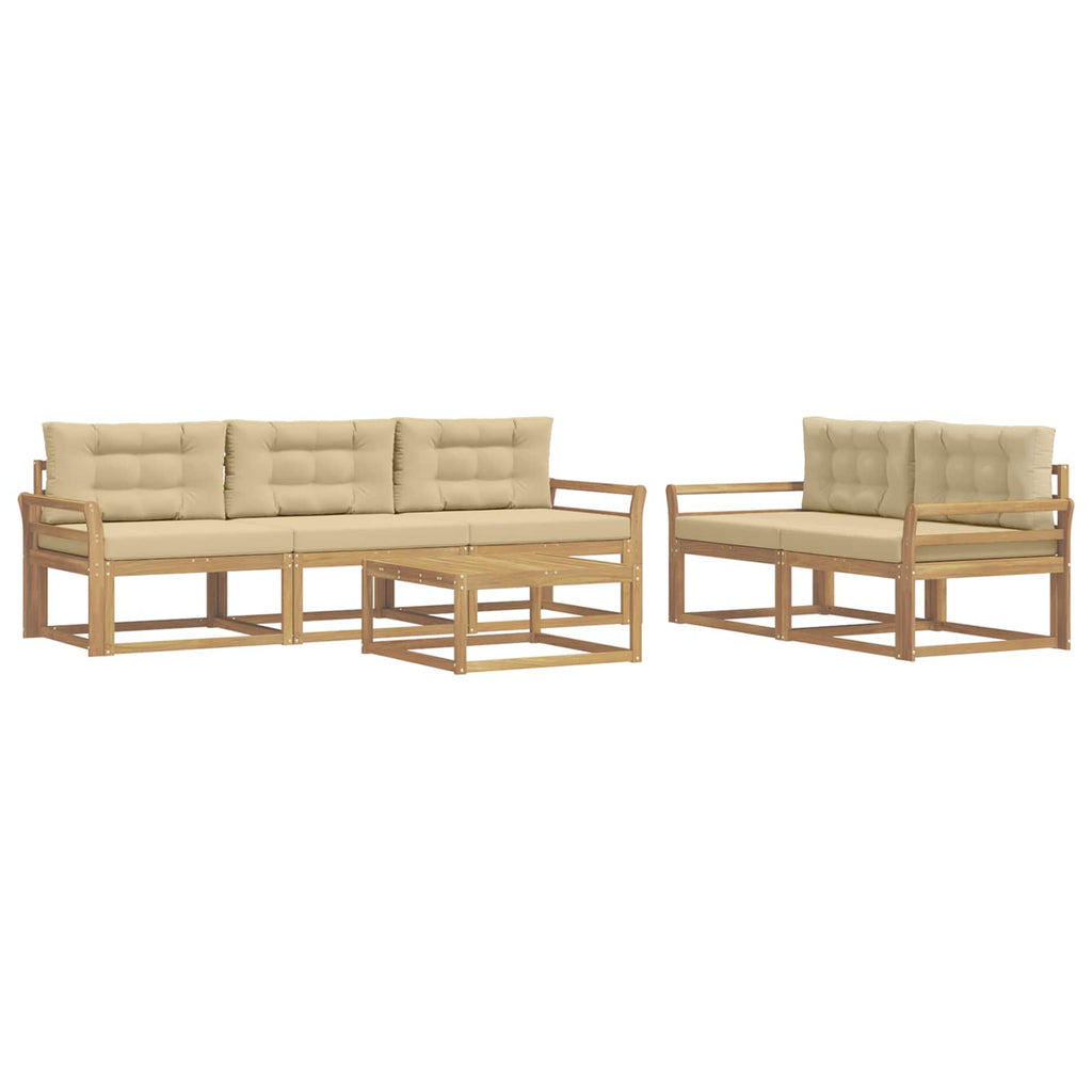 Outdoor-Sofagarnitur mit Kissen 6 pcs Weiß und Beige