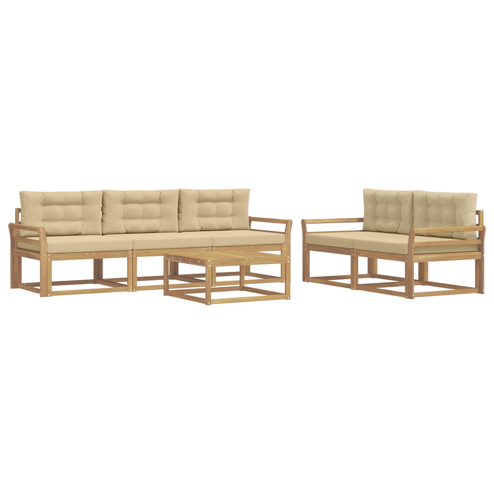 Outdoor-Sofagarnitur mit Kissen 6 pcs Weiß und Beige