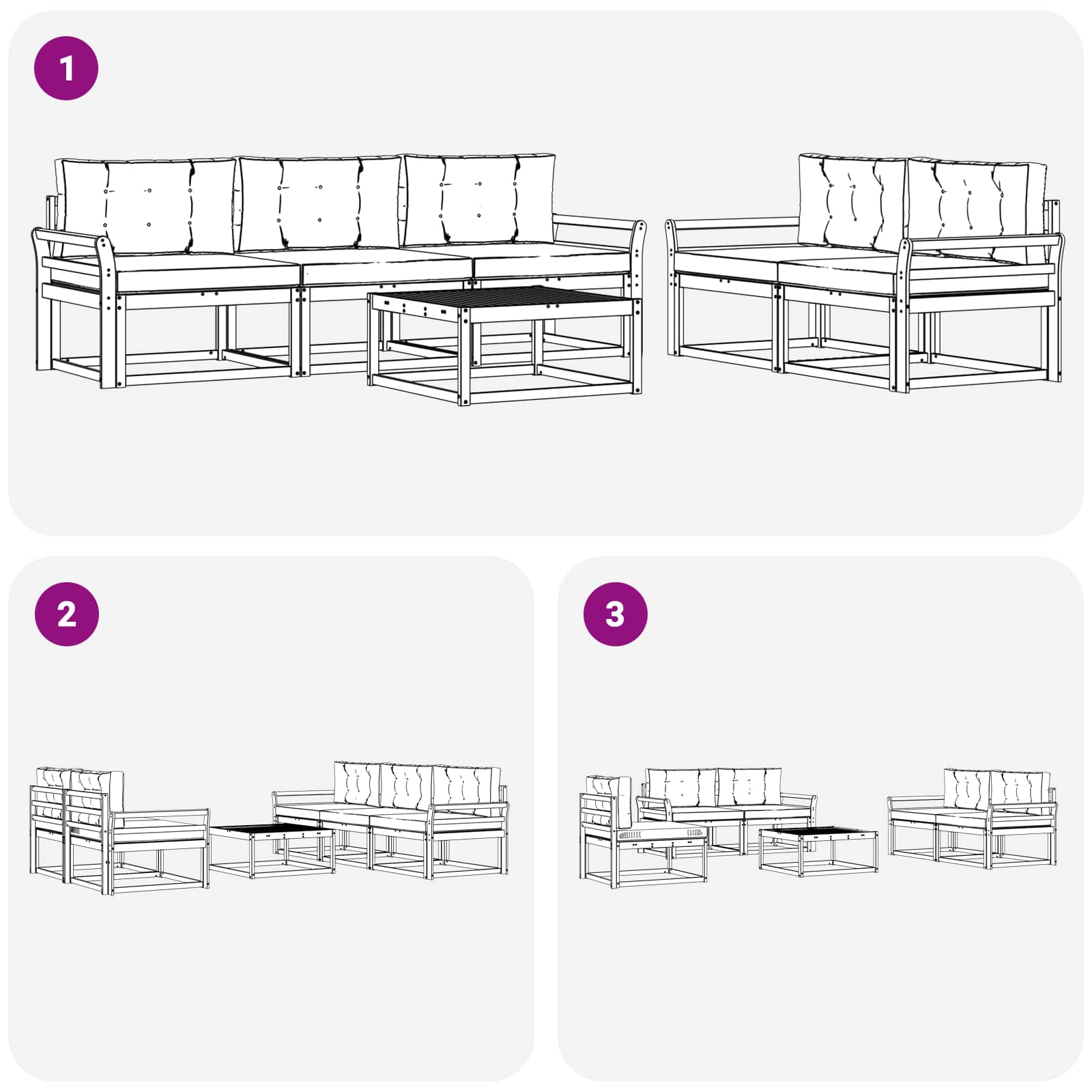 Outdoor-Sofagarnitur mit Kissen 6 pcs Weiß und Beige