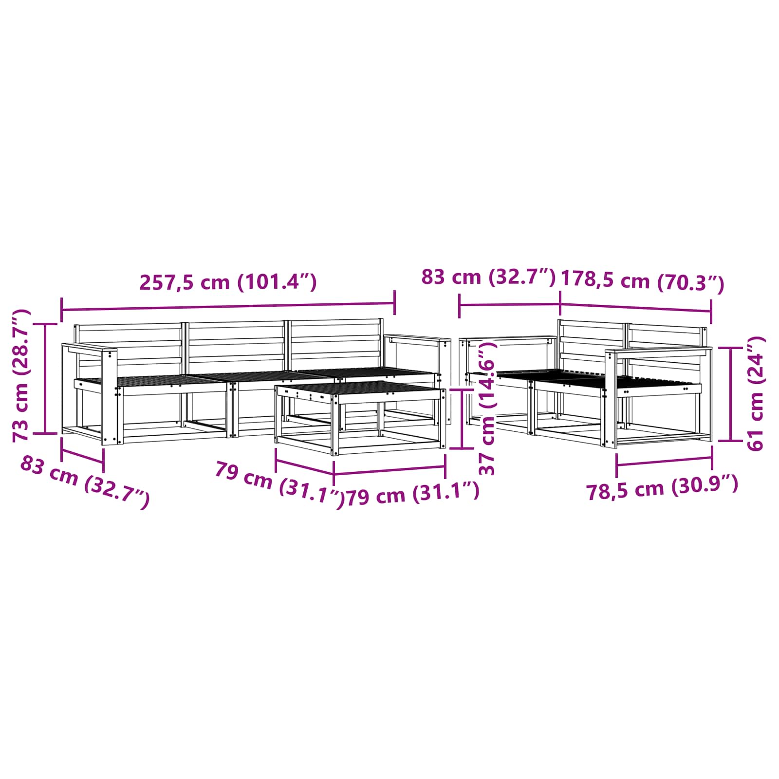 Outdoor-Sofagarnitur 6 pcs Weiß