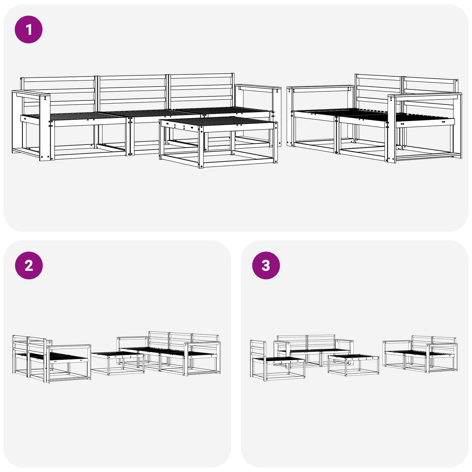 Outdoor-Sofagarnitur 6 pcs Weiß