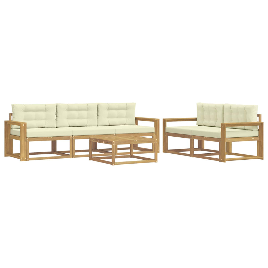 Outdoor-Sofagarnitur mit Kissen 6 pcs Weiß und Creme
