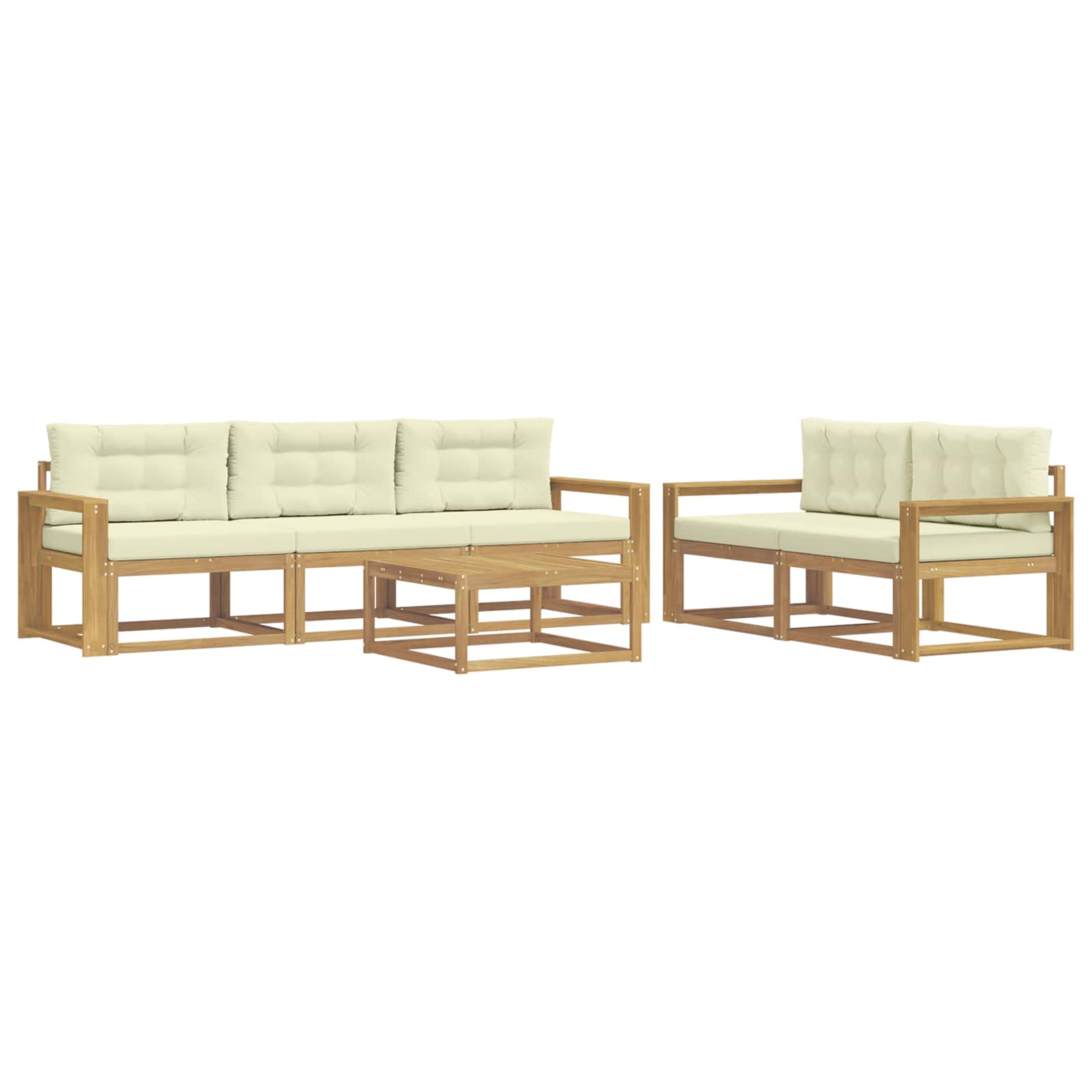Outdoor-Sofagarnitur mit Kissen 6 pcs Weiß und Creme