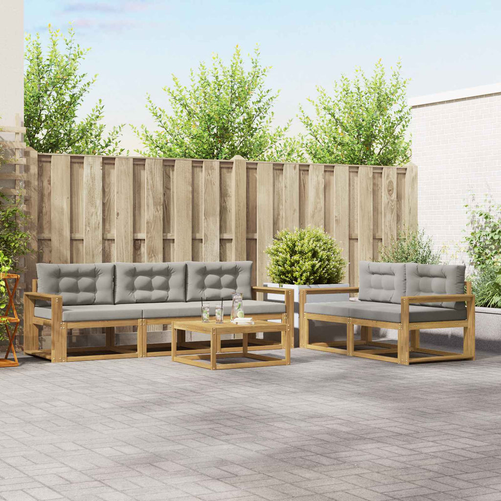 Outdoor-Sofagarnitur mit Kissen 6 pcs Weiß und Hellgrau