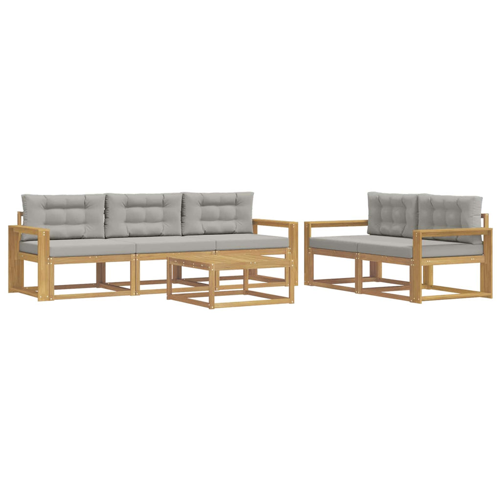 Outdoor-Sofagarnitur mit Kissen 6 pcs Weiß und Hellgrau