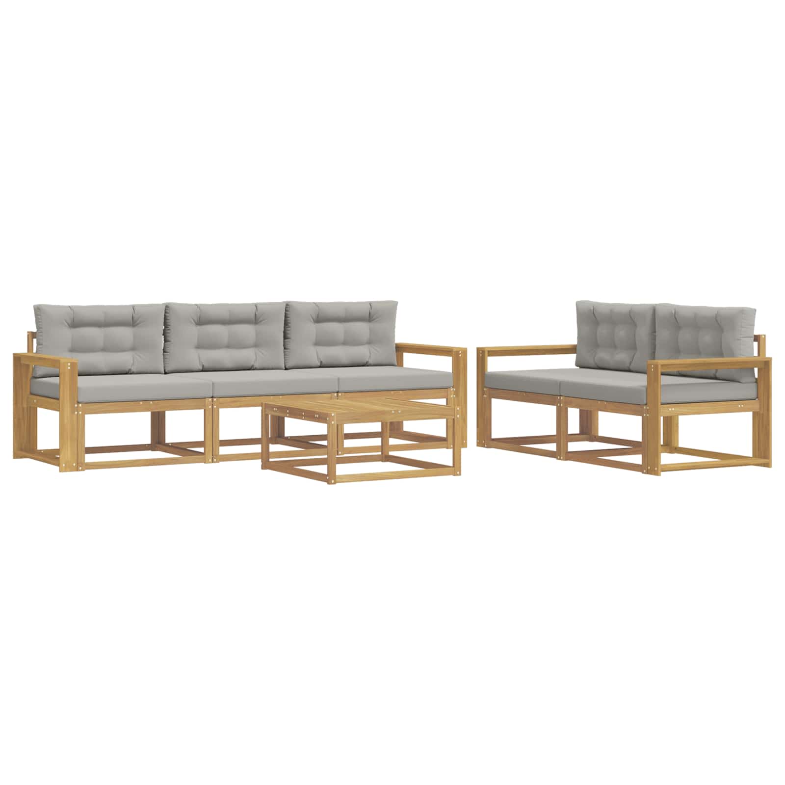 Outdoor-Sofagarnitur mit Kissen 6 pcs Weiß und Hellgrau