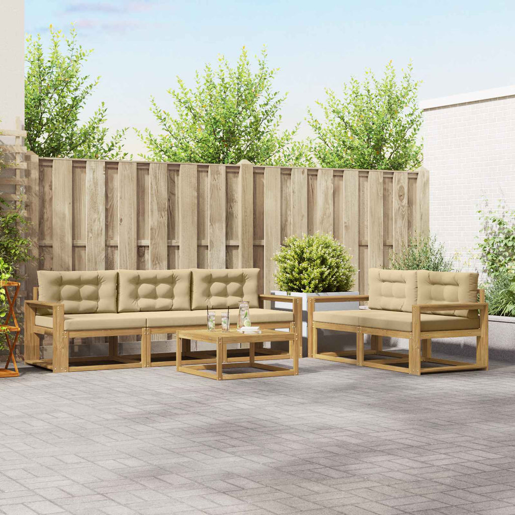 Outdoor-Sofagarnitur mit Kissen 6 pcs Weiß und Beige