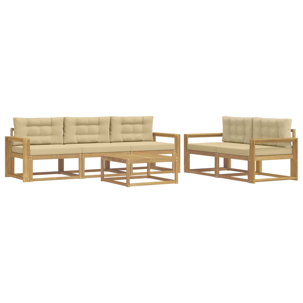 Outdoor-Sofagarnitur mit Kissen 6 pcs Weiß und Beige