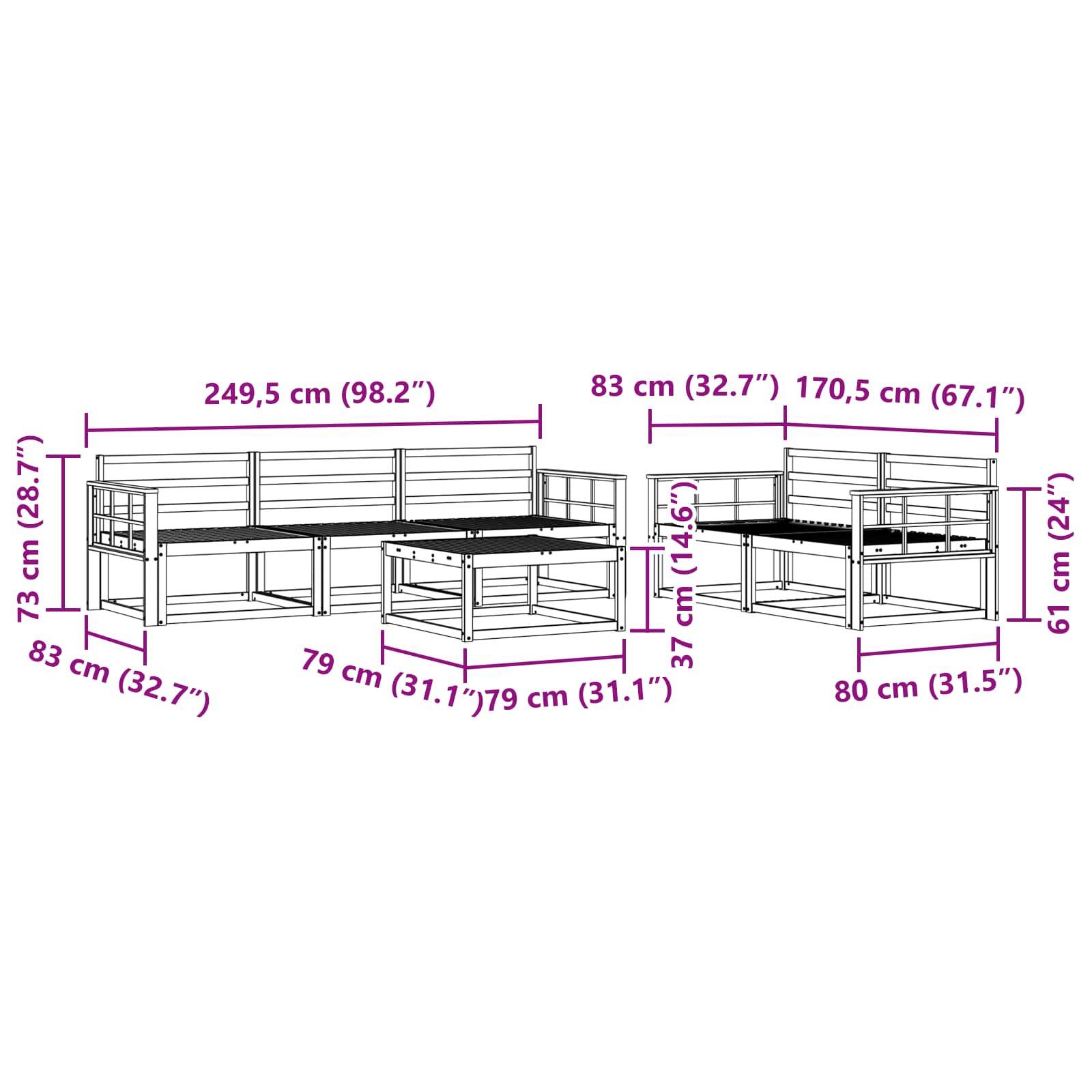 Outdoor-Sofagarnitur 6 pcs Weiß