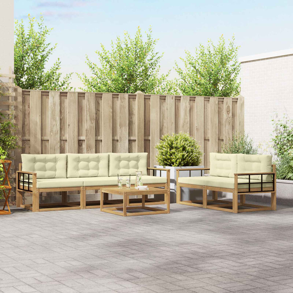Outdoor-Sofagarnitur mit Kissen 6 pcs Weiß und Creme