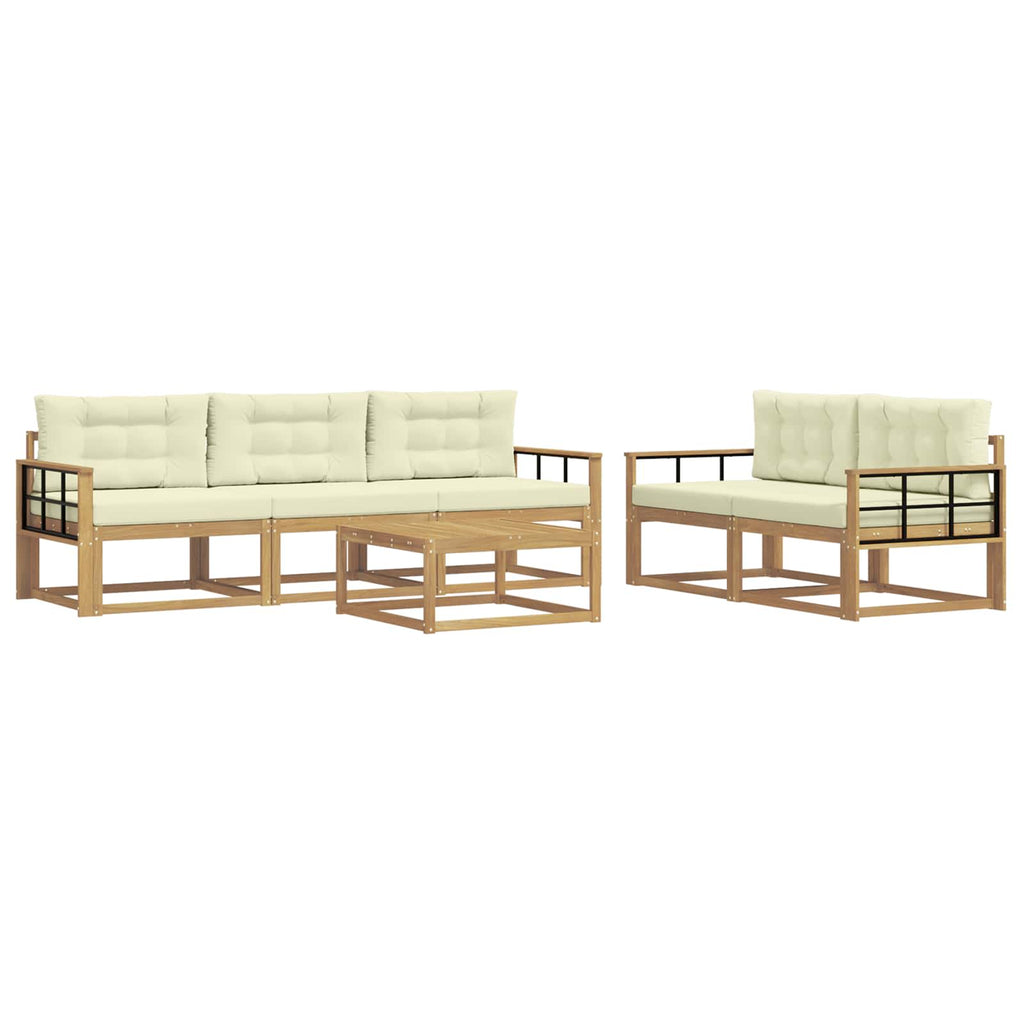 Outdoor-Sofagarnitur mit Kissen 6 pcs Weiß und Creme