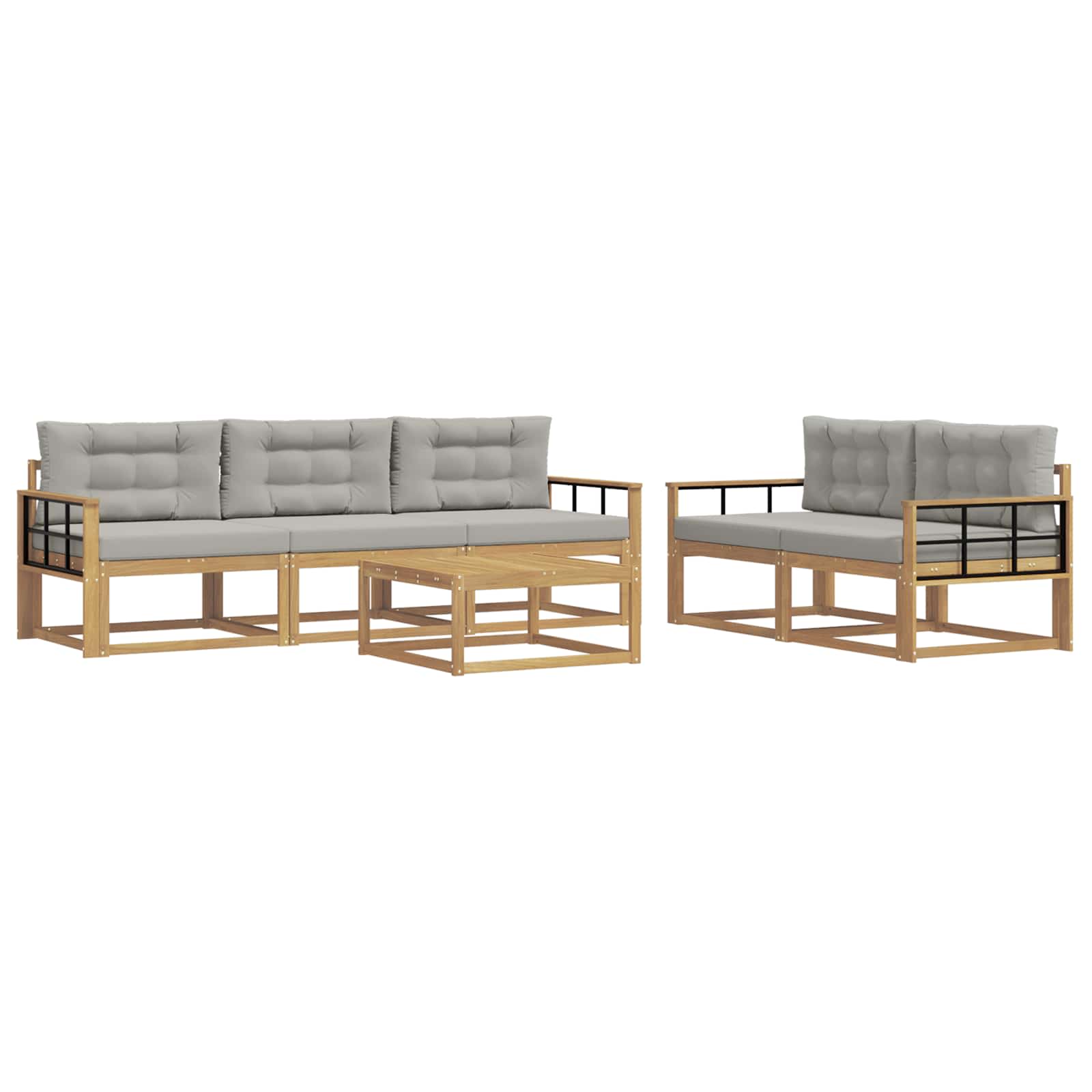 Outdoor-Sofagarnitur mit Kissen 6 pcs Weiß und Hellgrau