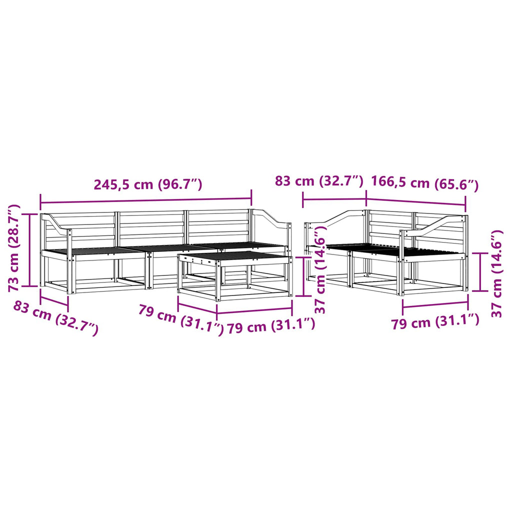Outdoor-Sofagarnitur 6 pcs Weiß