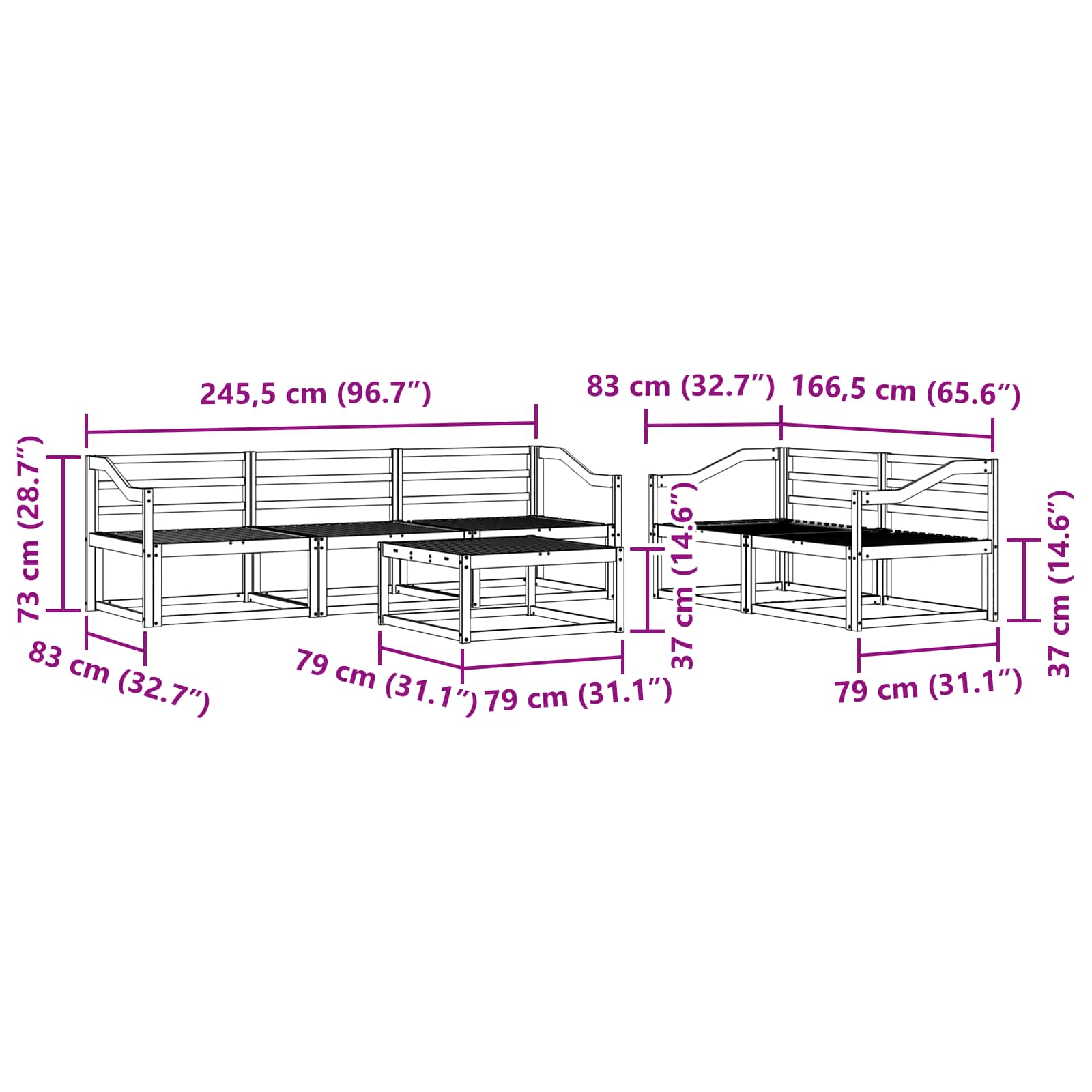 Outdoor-Sofagarnitur 6 pcs Weiß