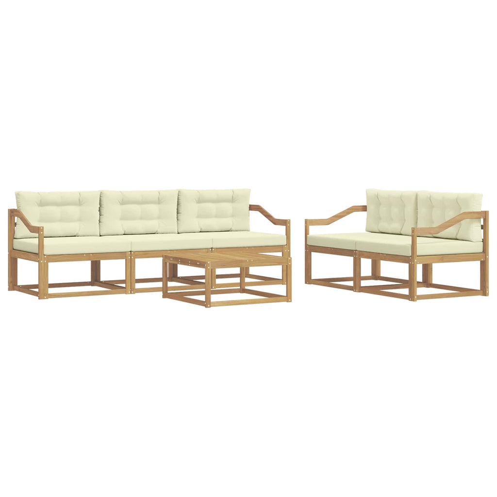 Outdoor-Sofagarnitur mit Kissen 6 pcs Weiß und Creme