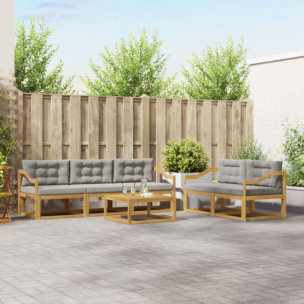 Outdoor-Sofagarnitur mit Kissen 6 pcs Weiß und Hellgrau