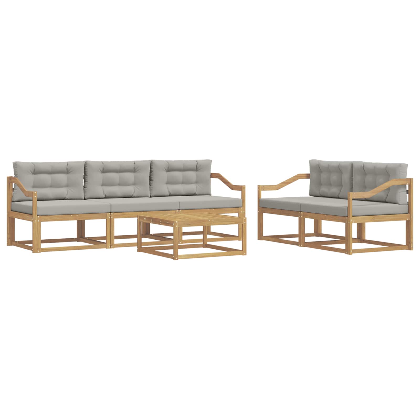 Outdoor-Sofagarnitur mit Kissen 6 pcs Weiß und Hellgrau