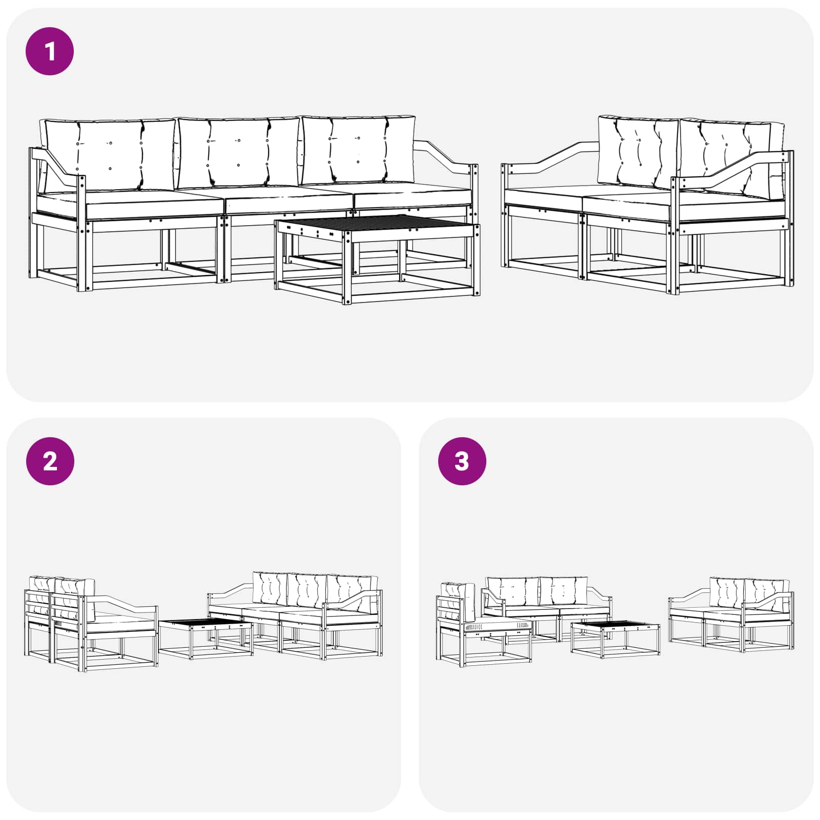 Outdoor-Sofagarnitur mit Kissen 6 pcs Weiß und Hellgrau