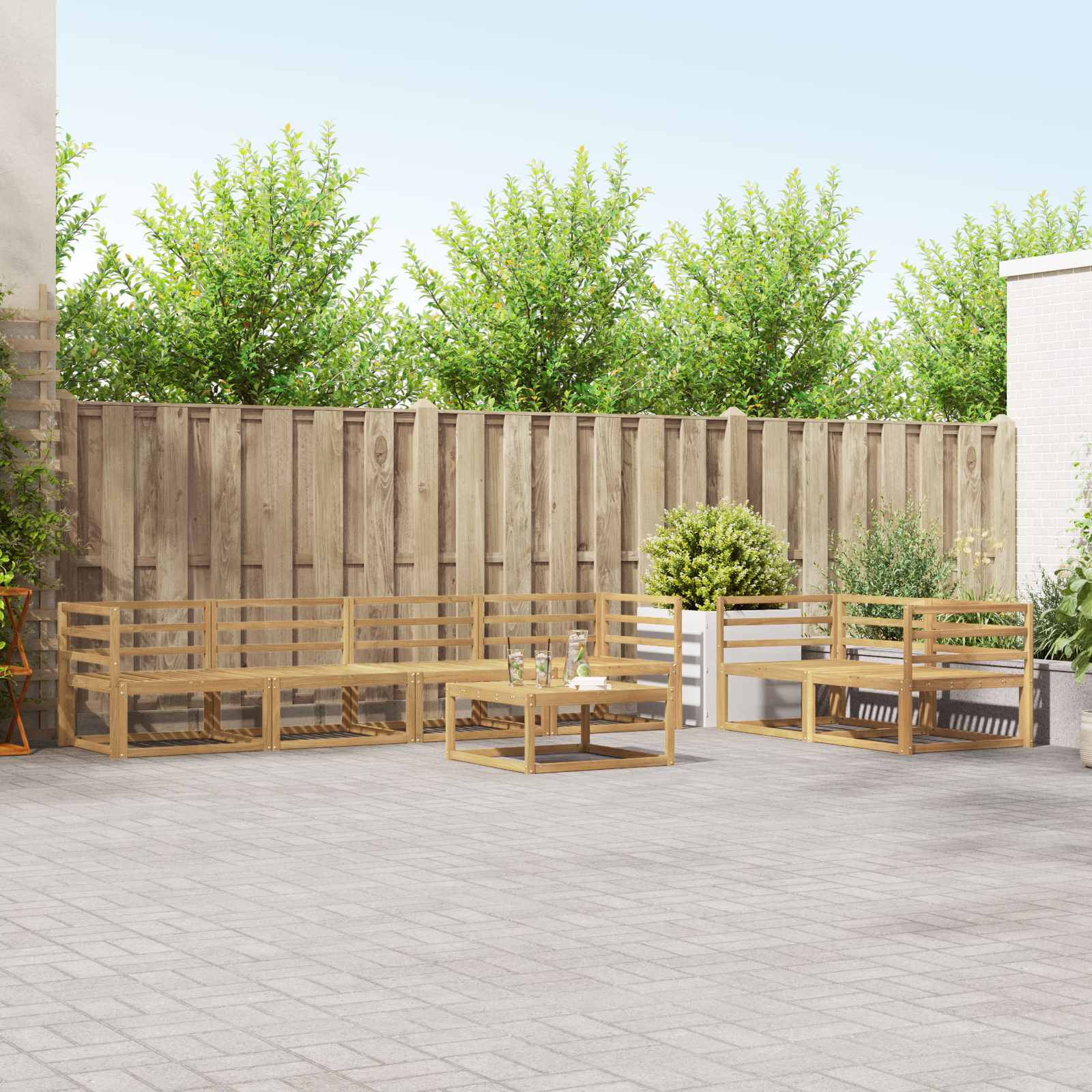 Outdoor-Sofagarnitur 7 pcs Weiß