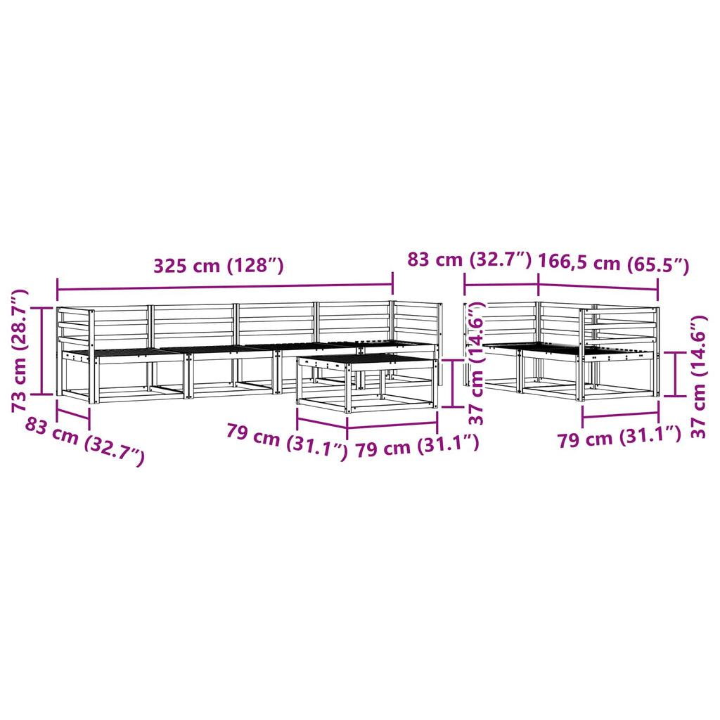 Outdoor-Sofagarnitur 7 pcs Weiß