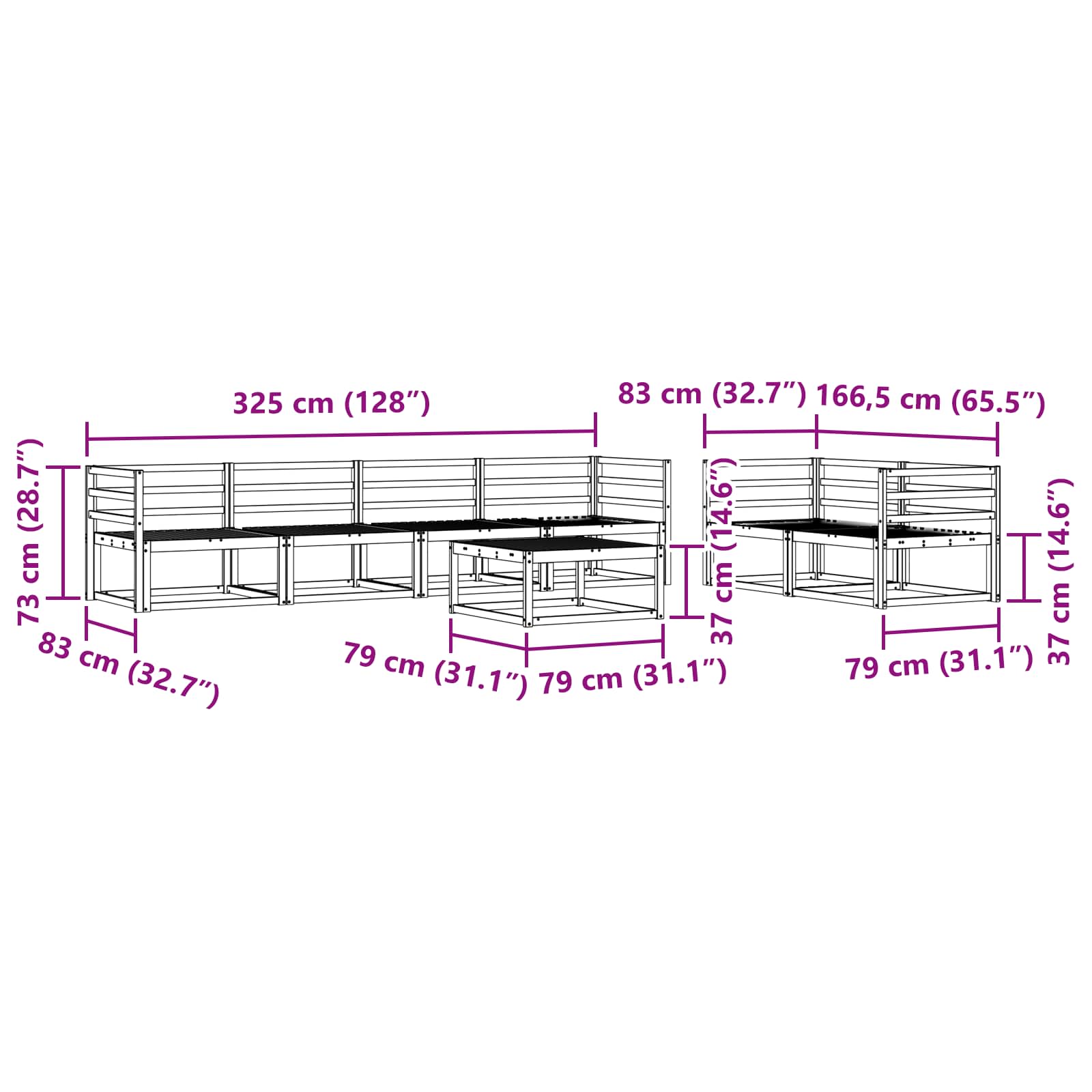 Outdoor-Sofagarnitur 7 pcs Weiß
