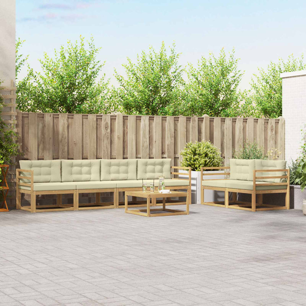 Outdoor-Sofagarnitur mit Kissen 6 pcs Weiß und Creme
