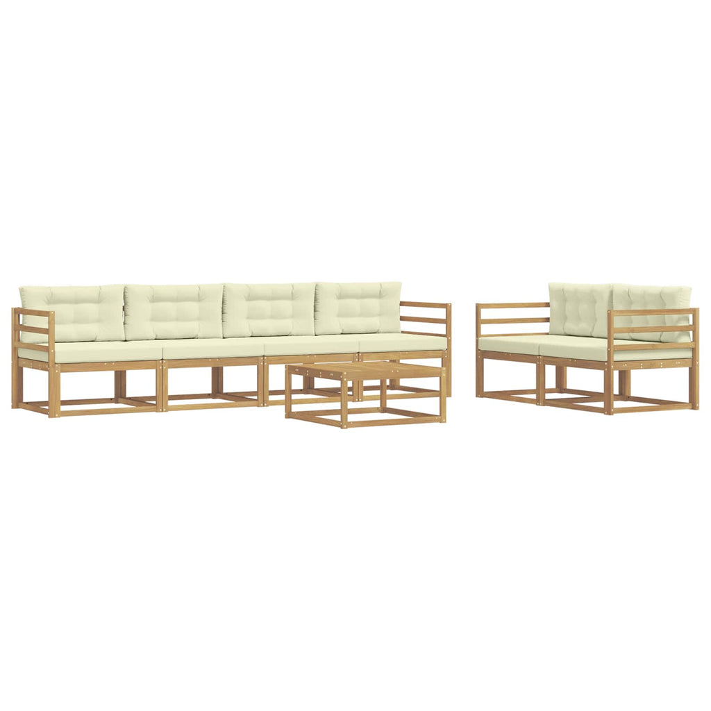 Outdoor-Sofagarnitur mit Kissen 6 pcs Weiß und Creme