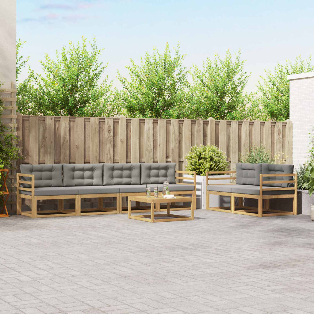 Outdoor-Sofagarnitur mit Kissen 6 pcs Weiß und Hellgrau