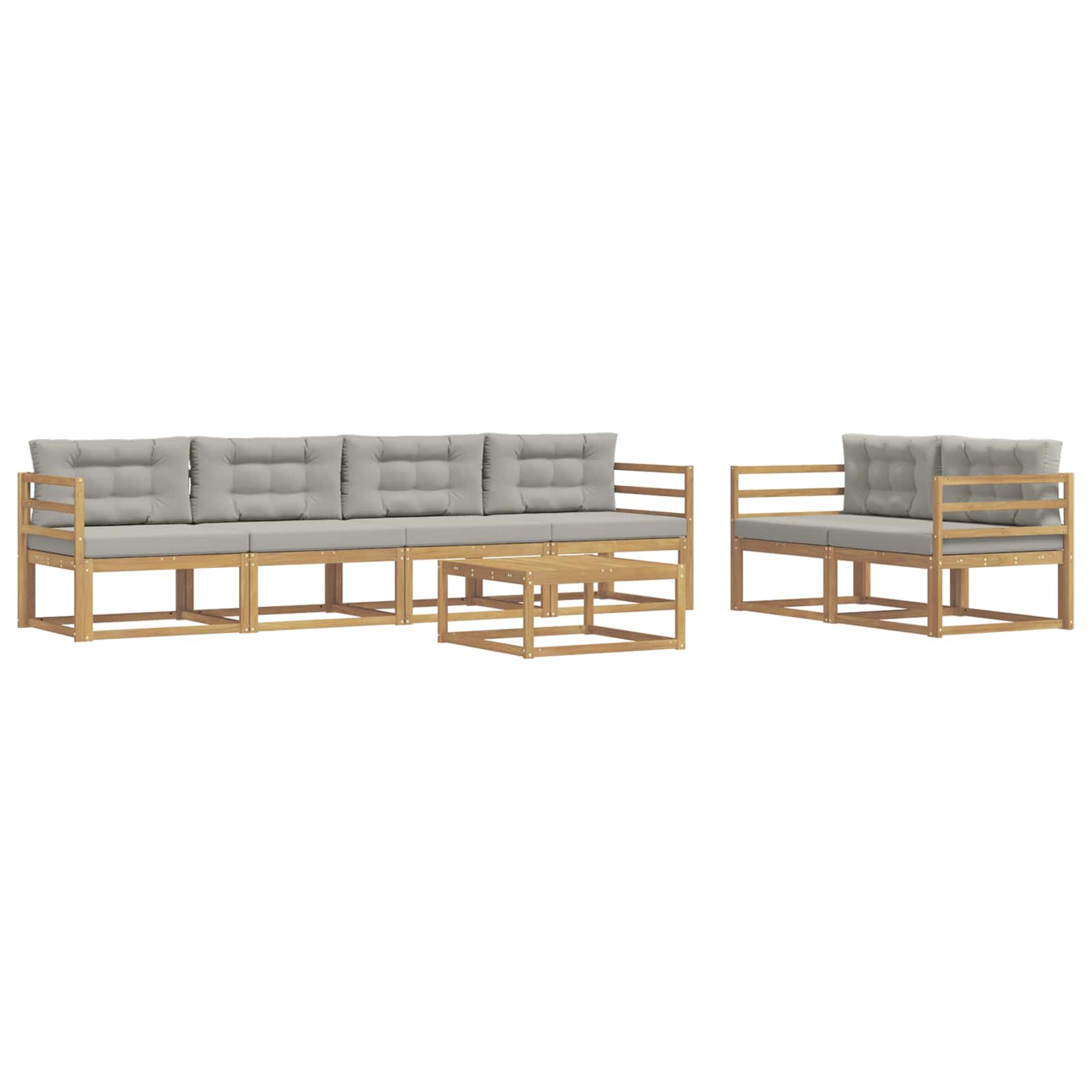 Outdoor-Sofagarnitur mit Kissen 6 pcs Weiß und Hellgrau