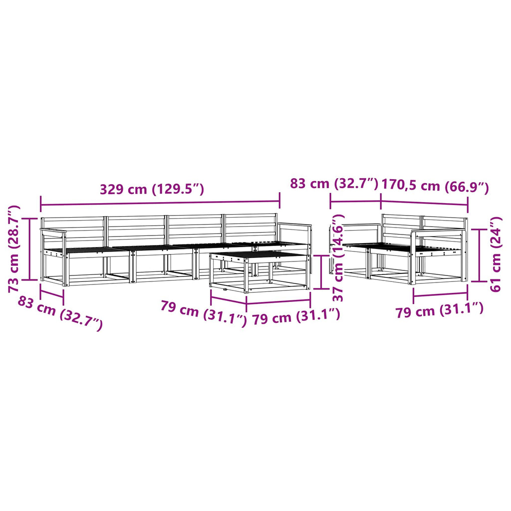Outdoor-Sofagarnitur 7 pcs Weiß