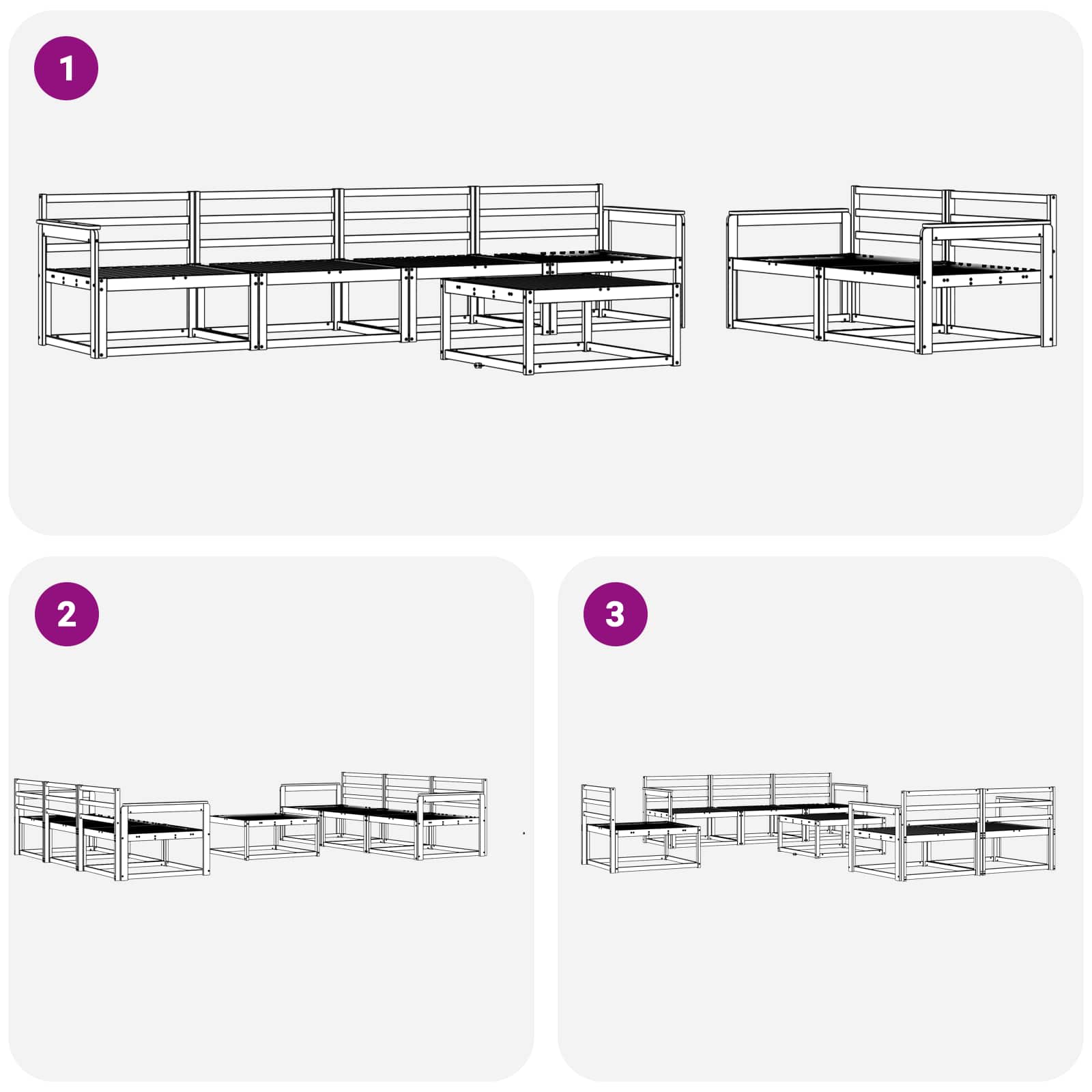 Outdoor-Sofagarnitur 7 pcs Weiß