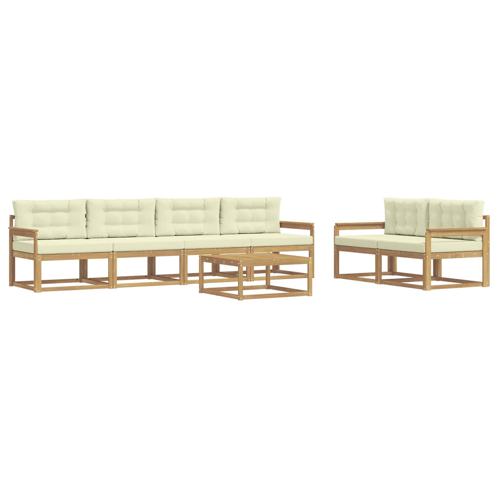 Outdoor-Sofagarnitur mit Kissen 6 pcs Weiß und Creme