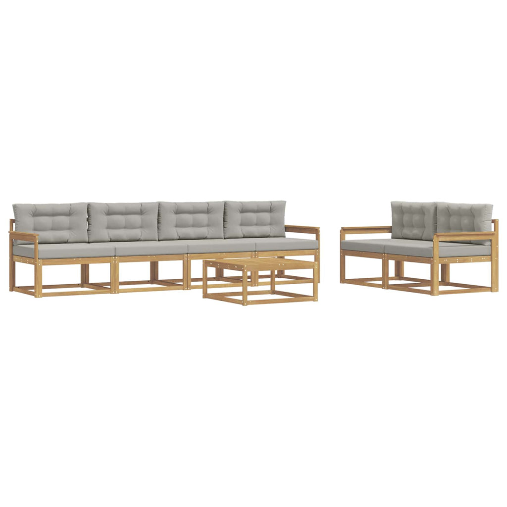 Outdoor-Sofagarnitur mit Kissen 6 pcs Weiß und Hellgrau