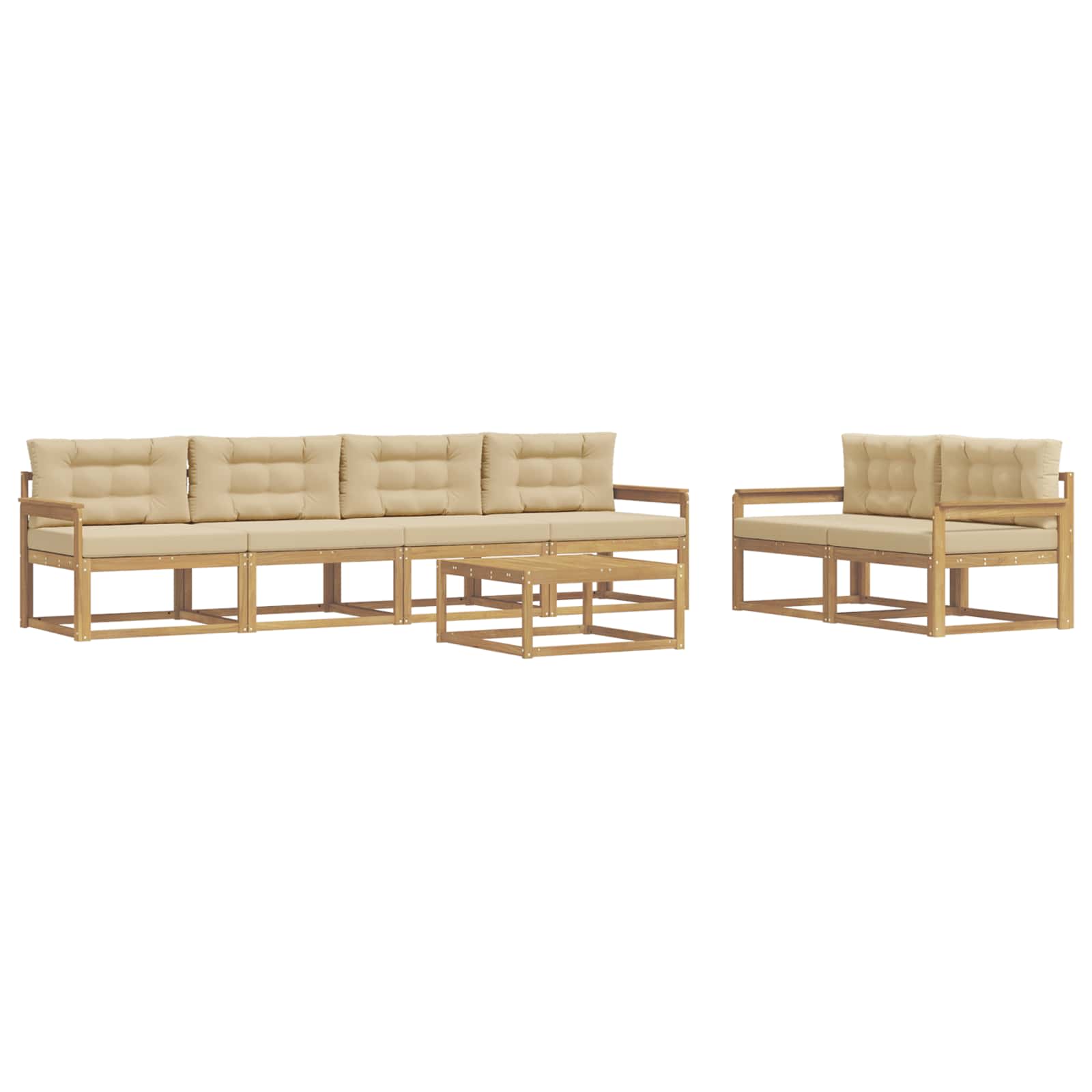 Outdoor-Sofagarnitur mit Kissen 6 pcs Weiß und Beige
