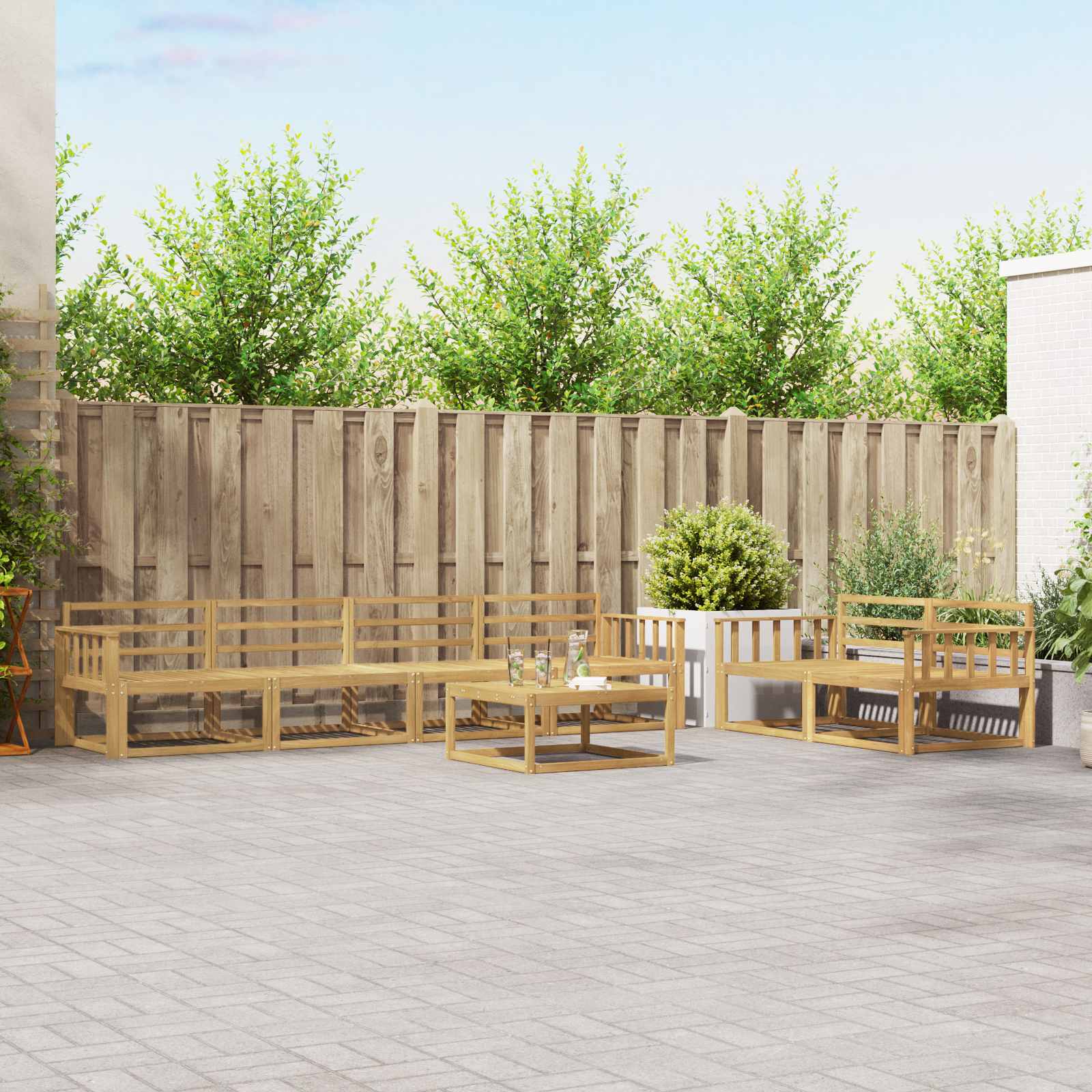Outdoor-Sofagarnitur 7 pcs Weiß