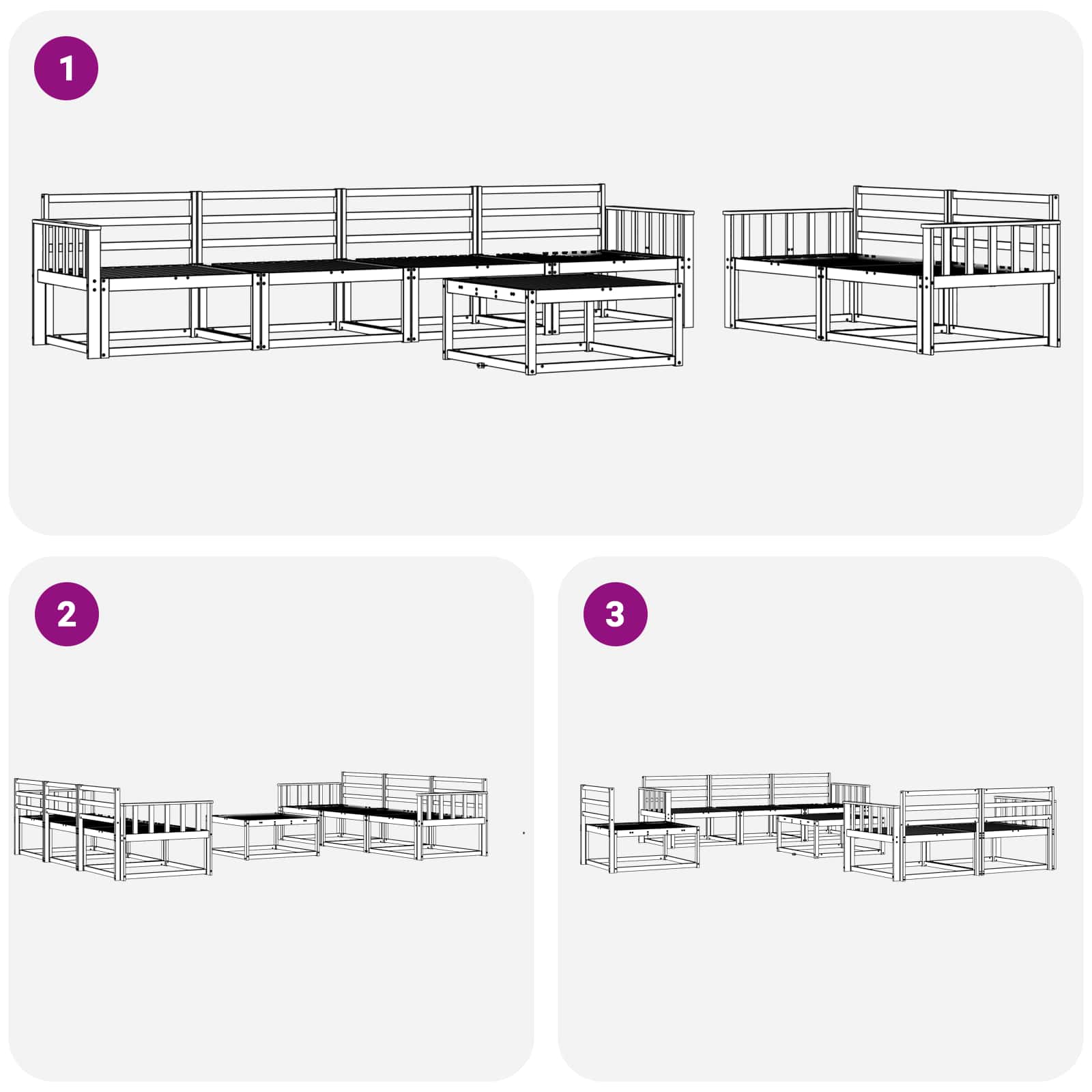 Outdoor-Sofagarnitur 7 pcs Weiß