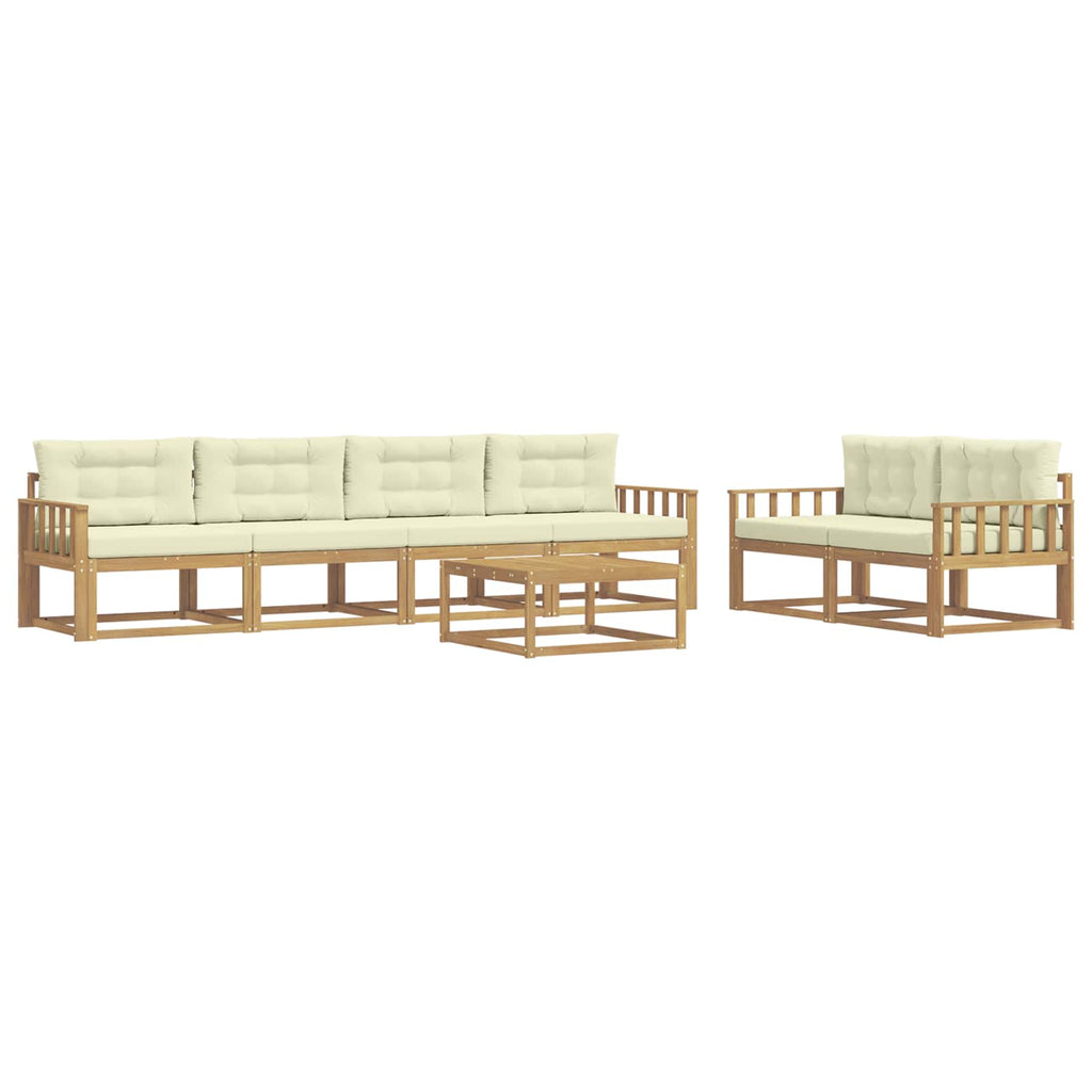 Outdoor-Sofagarnitur mit Kissen 6 pcs Weiß und Creme