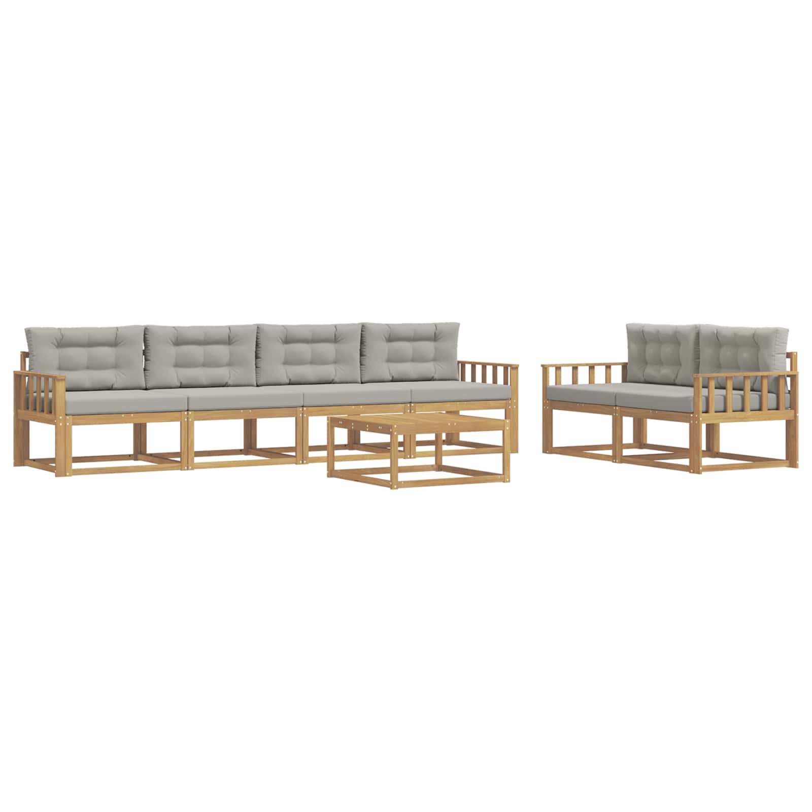 Outdoor-Sofagarnitur mit Kissen 6 pcs Weiß und Hellgrau