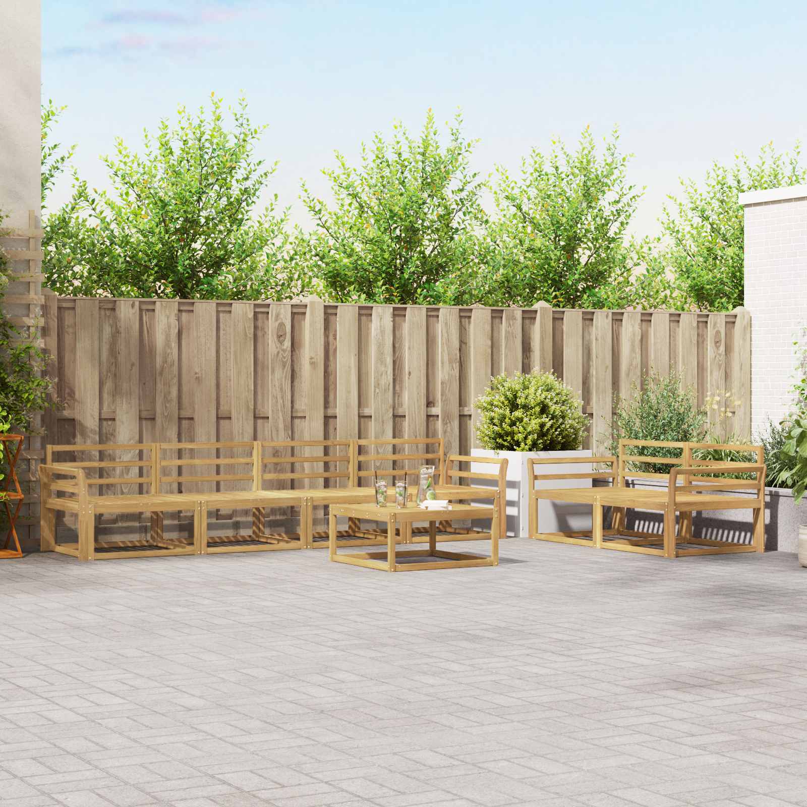 Outdoor-Sofagarnitur 7 pcs Weiß