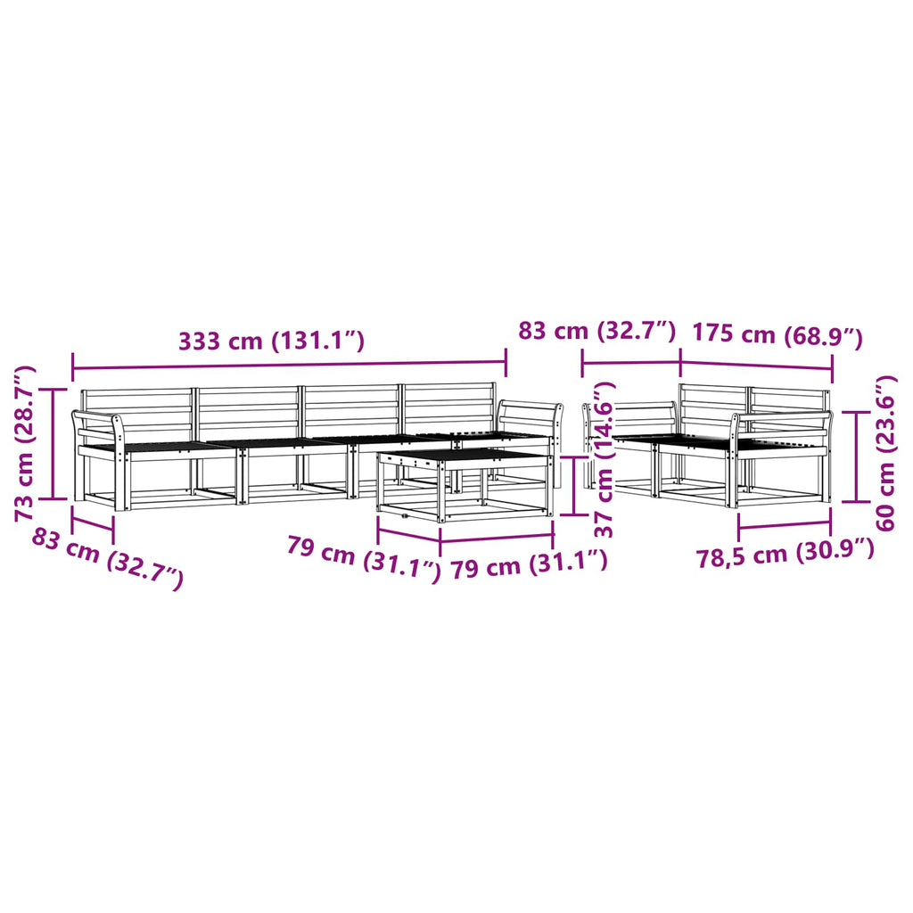 Outdoor-Sofagarnitur 7 pcs Weiß