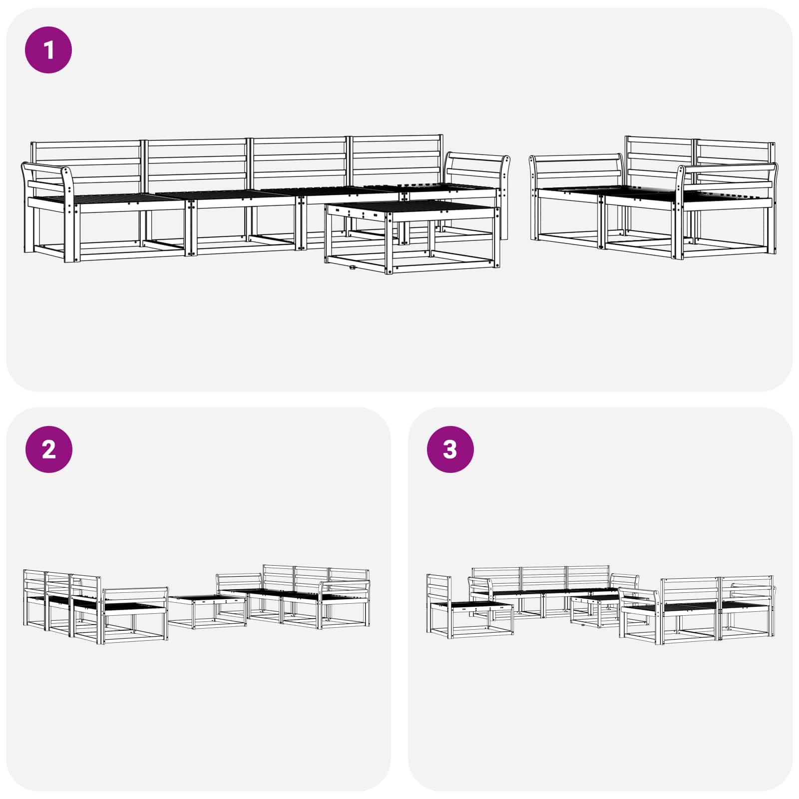 Outdoor-Sofagarnitur 7 pcs Weiß
