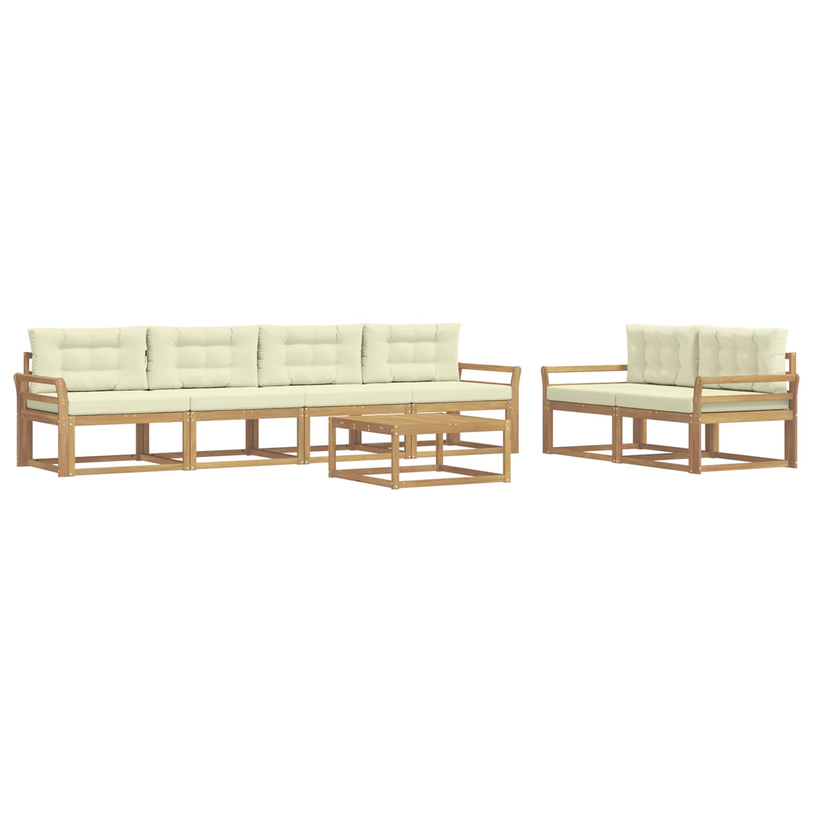 Outdoor-Sofagarnitur mit Kissen 6 pcs Weiß und Creme