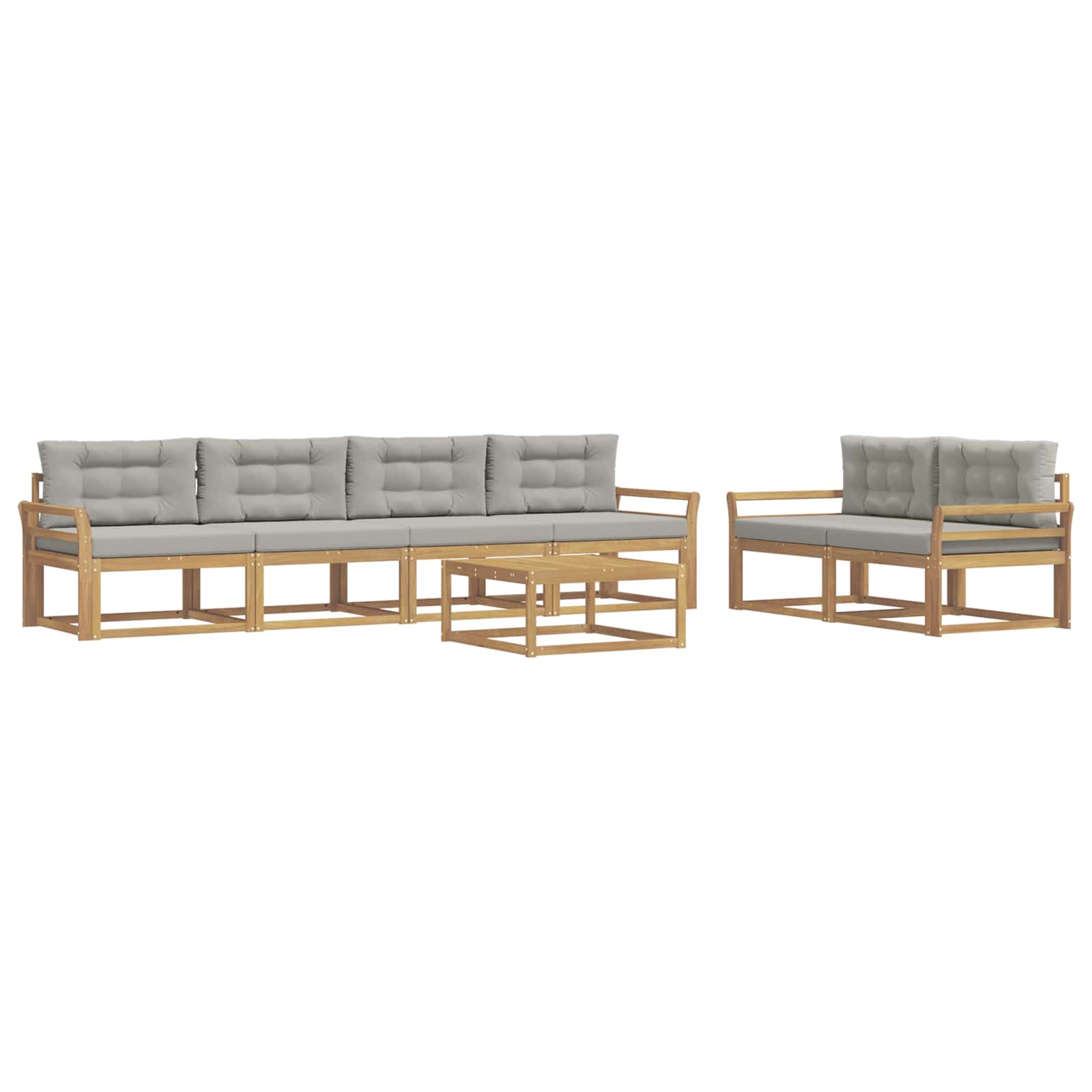 Outdoor-Sofagarnitur mit Kissen 6 pcs Weiß und Hellgrau