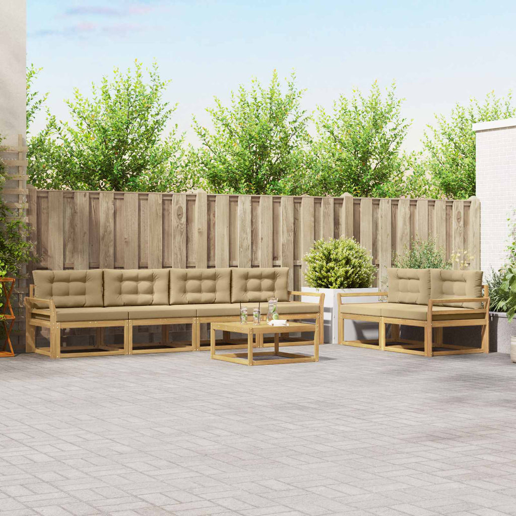Outdoor-Sofagarnitur mit Kissen 6 pcs Weiß und Beige