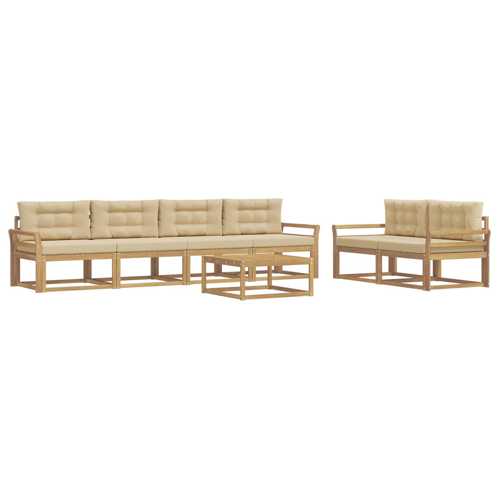 Outdoor-Sofagarnitur mit Kissen 6 pcs Weiß und Beige