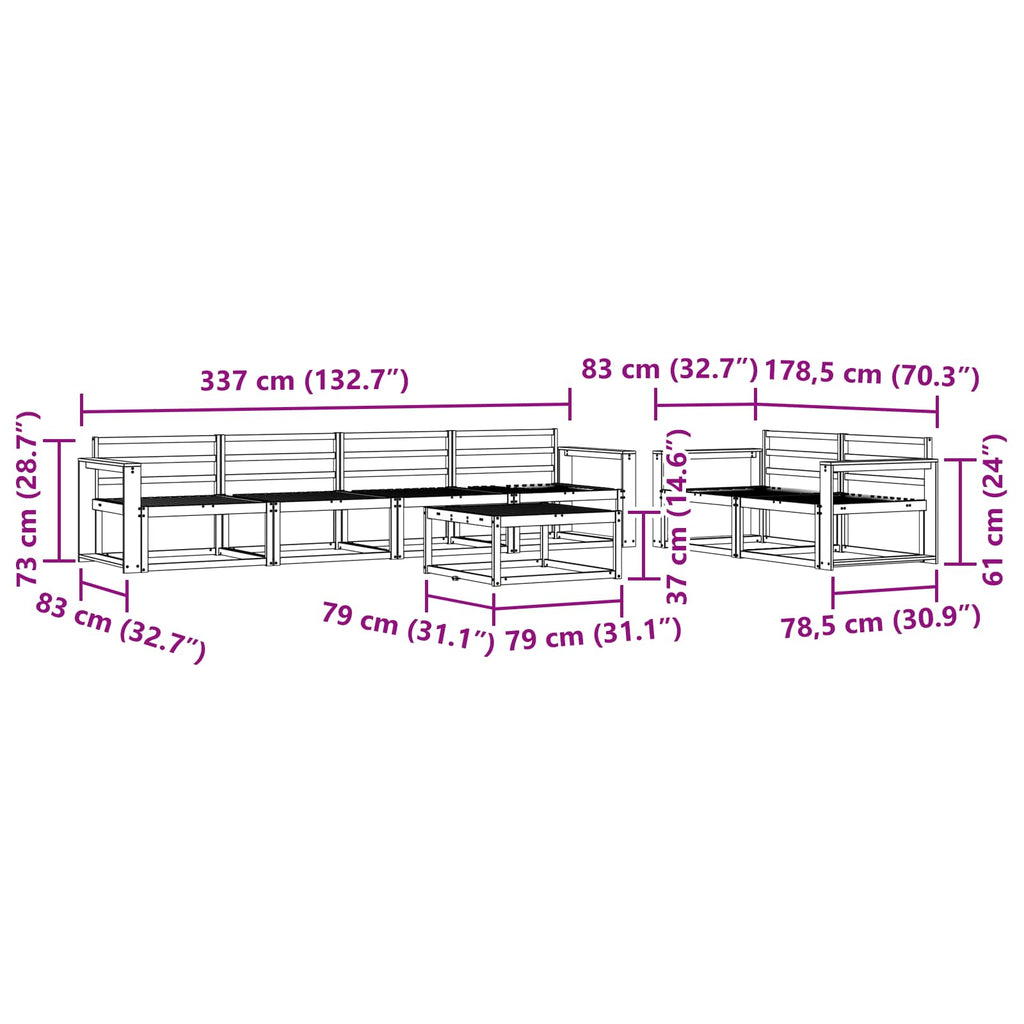 Outdoor-Sofagarnitur 7 pcs Weiß