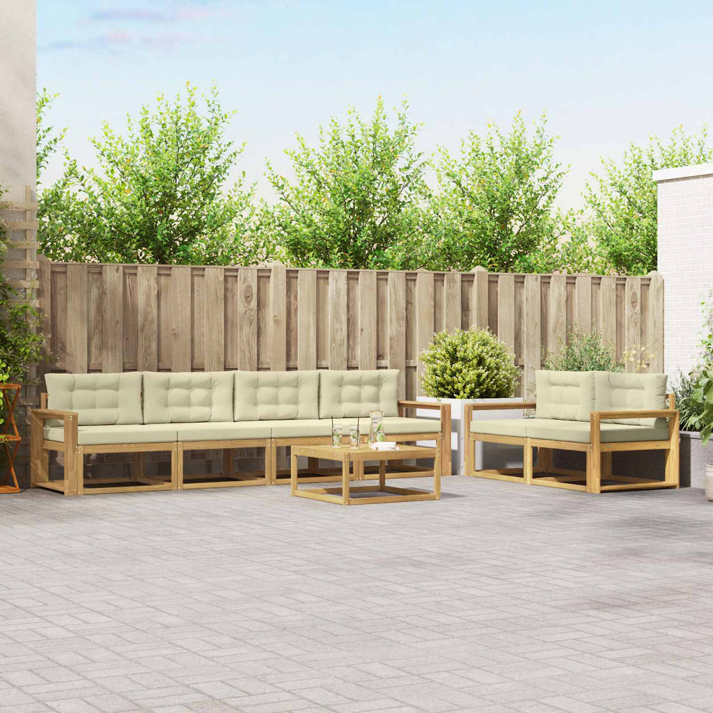 Outdoor-Sofagarnitur mit Kissen 6 pcs Weiß und Creme